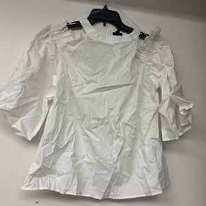 Worthington Women's Cold Shoulder Blouse in White New With Tags
